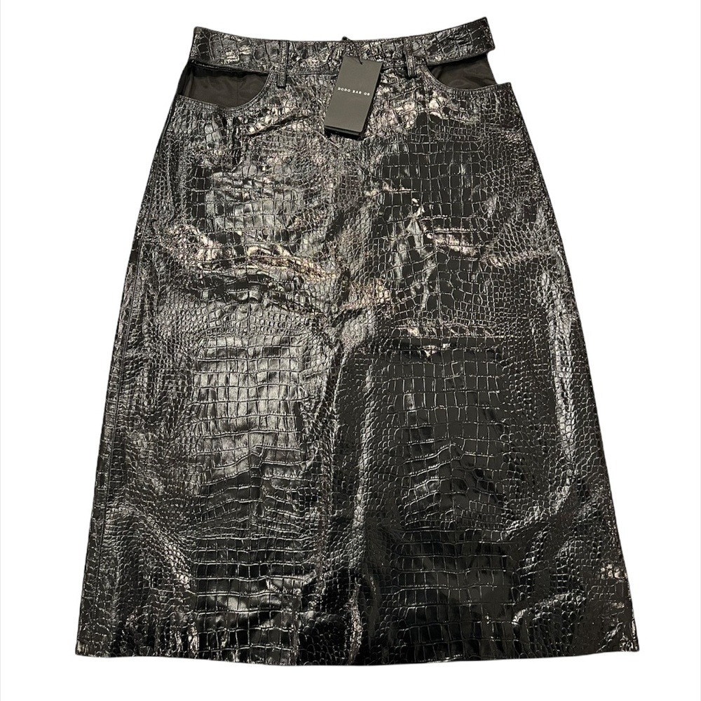 DODO BAR OR  Croc- Effect Leather Skirt